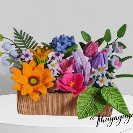 Hoa kẽm nhung thủ công Gạo Yêu Hoa